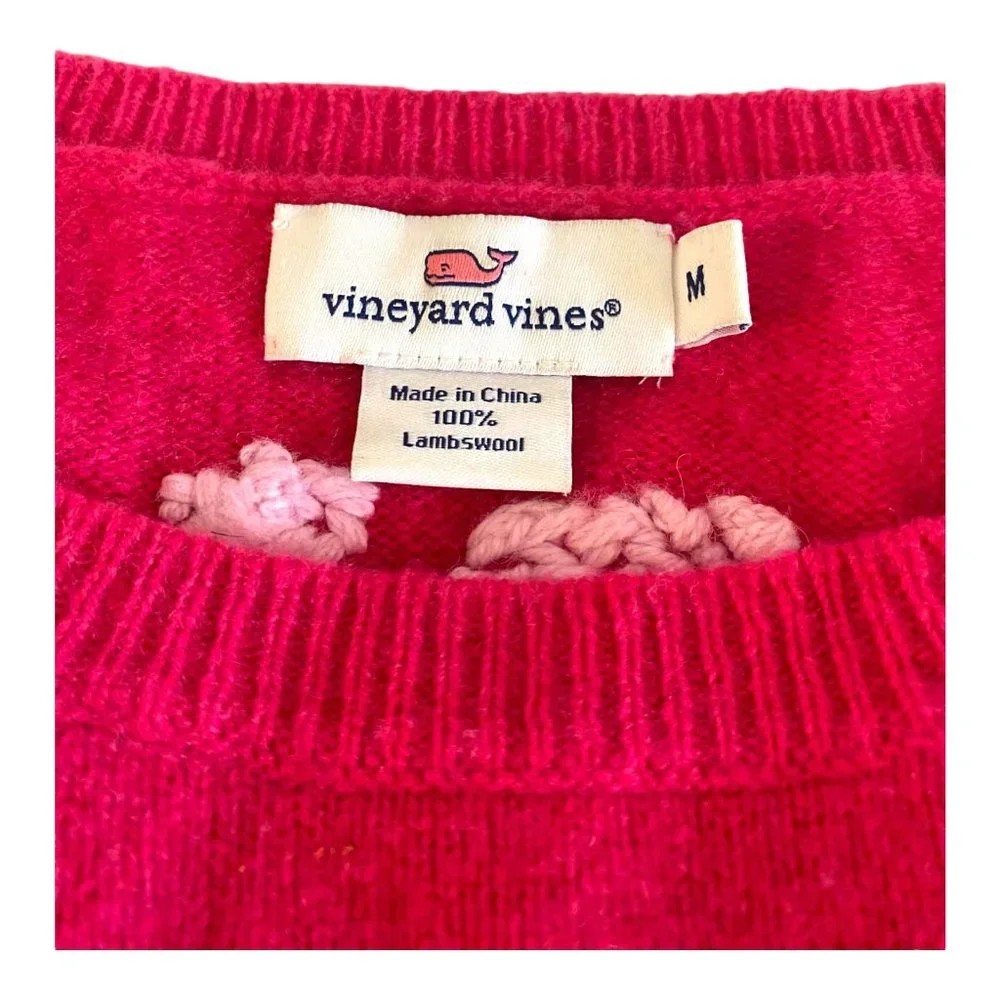 Womens Vineyard Vines Sweater Medium -Pink Whale Logo Soft Comfy 100% Lambswool - Picture 3 of 12
